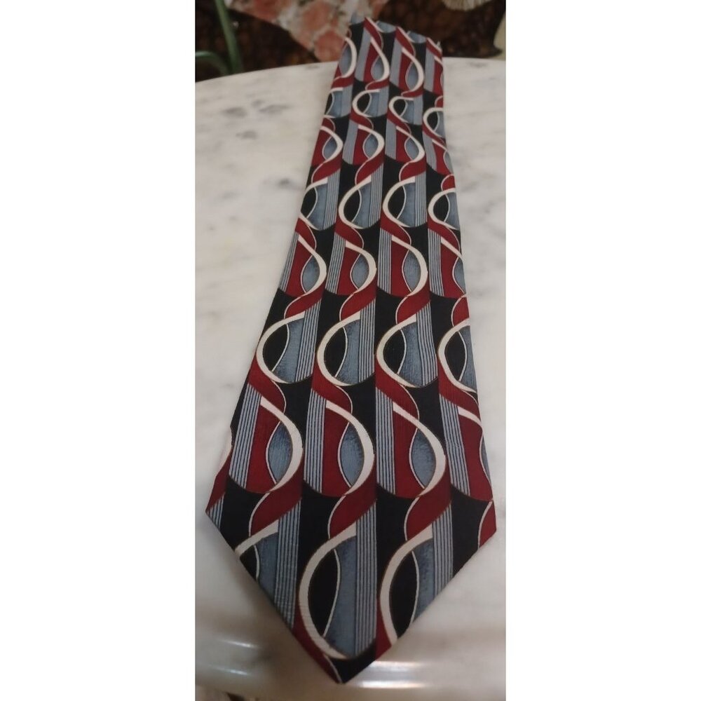 Town Craft Men's Tie Mod Design Red Black Gray White